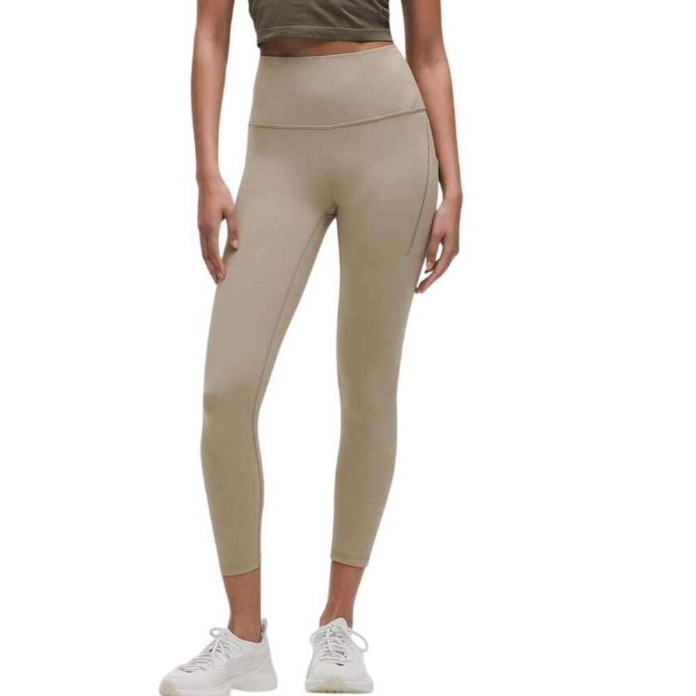Lululemon Women's Sheer Oak Wunder Train High Rise 25" Pocket Tights Size 6